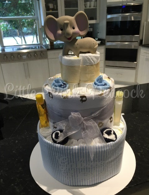 Pink and grey sales elephant diaper cake